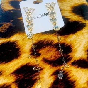 Crystal Butterfly Earrings - Gold
